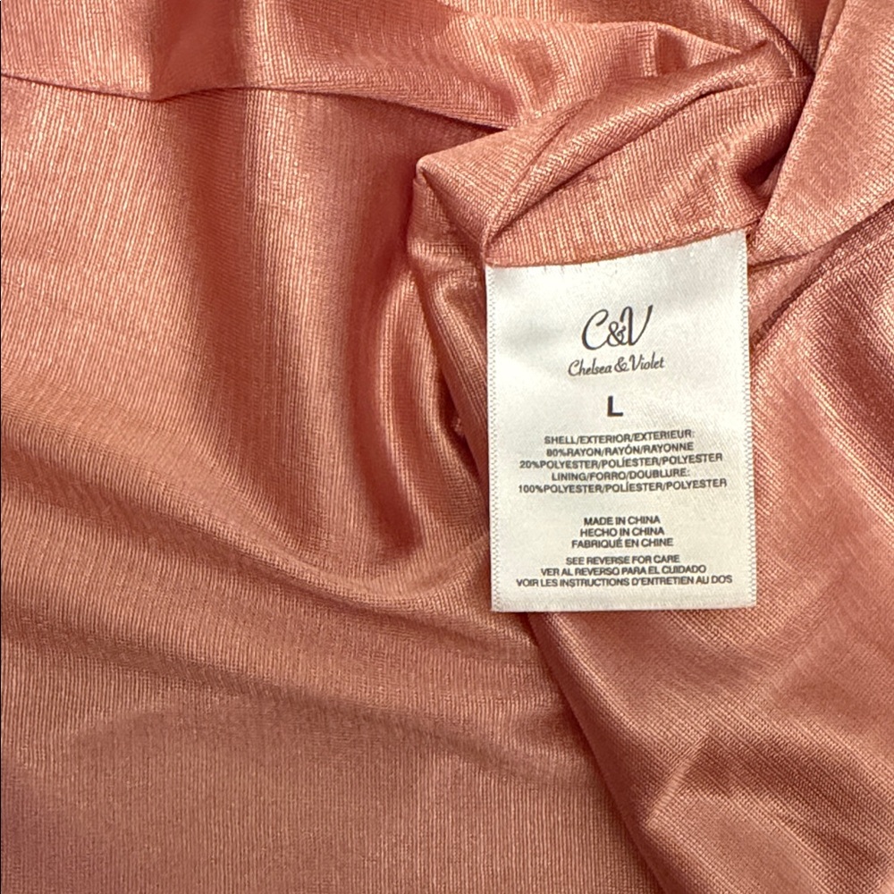 Chelsea & Violet Womens L Coral Embroidered Boho Tunic Top Long Sleeve - Picture 8 of 8